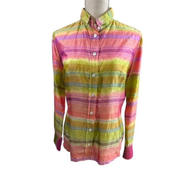 D&G Dolce Gabbana Striped Button Front Shirt Blouse Top Women's size 30/44 - Picture 1 of 10